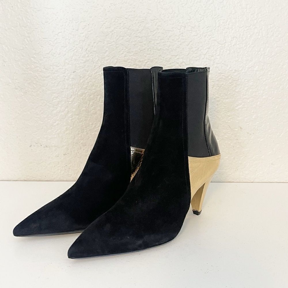 AGL gold metallic black leather Ankle boots 37 - Picture 3 of 11